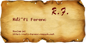 Réfi Ferenc névjegykártya